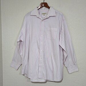 Tommy Bahama Button Up Shirt Size 18 34-35 Long Sleeve Pink Blue Striped